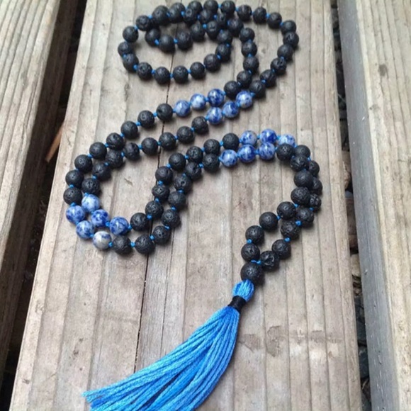 Jewelry - Blue Jasper and Lavastone Meditation Mala